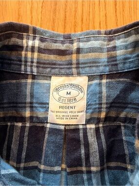 Brooks Brothers Regent Plaid Linen Shirt - Blue & Navy